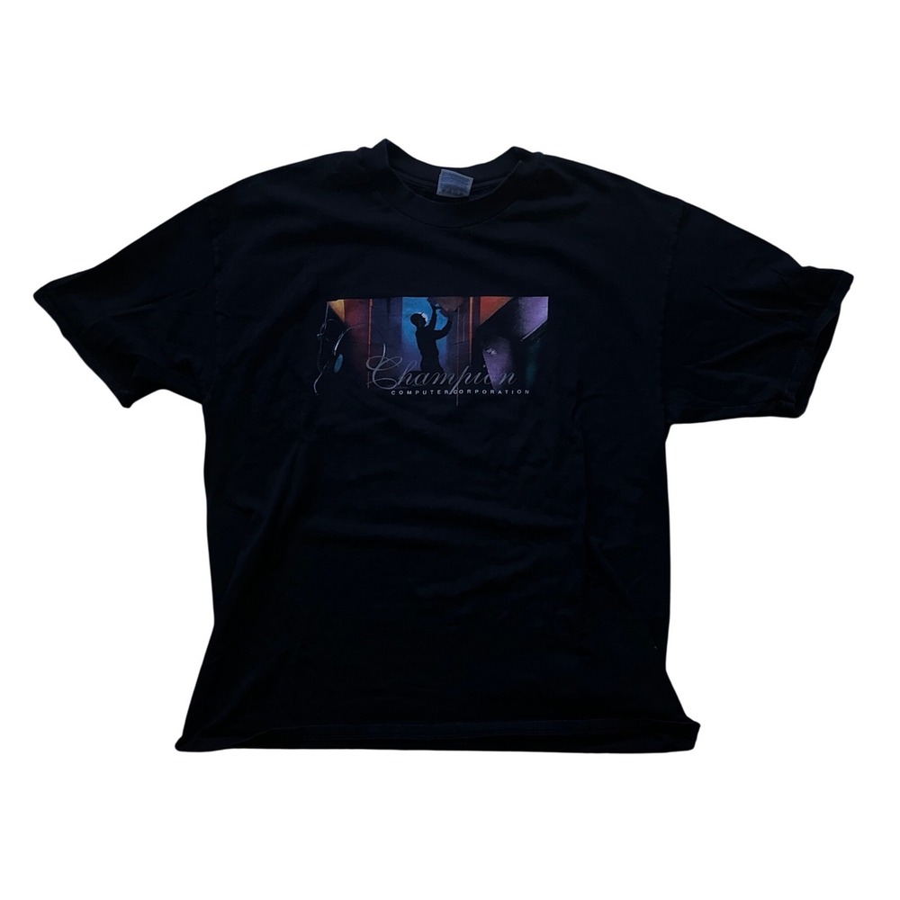 Vintage Hanes Beefy-T Champion Computer Box Logo IBM Tech Graphic Shirt XL